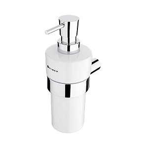 Chrome Soap dispenser, brass pump Soap dispenser. Brass pump with chrome surface finish. Ceramic container. Volume 300 ml.