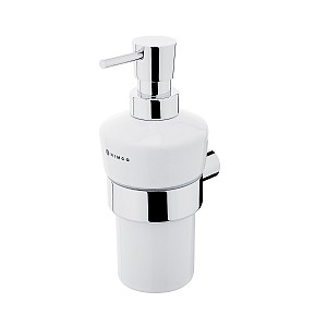 Chrome Soap dispenser, brass pump Soap dispenser. Brass pump with chrome surface finish. Ceramic container. Volume 280 ml.