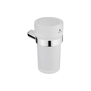 Chrome Toothbrush holder Toothbrush holder with cup made of satin glass.