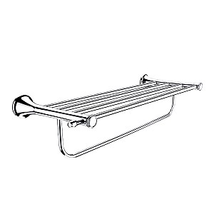 Chrome Towel shelf with rail, 64 cm. Towel shelf with rail. Internal width for towels 53 cm. Made of brass with chrome surface finish.