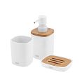 Soap dispenser, dish, toothbrush cup