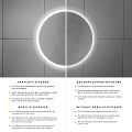 WHITE ROUND LED mirror dia. 1000 with two touch sensor
