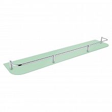 Chrome Glass for shelf Satin glass with rail, rounded corners. 60 cm long.