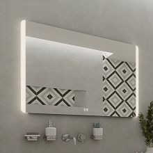 Aluminium LED mirror 900x700 with two touch sensor Illuminated bathroom LED mirror. Possibility of setting color temperature from 3000 to 6500 K. Output 21 W. 1512 Lumens.