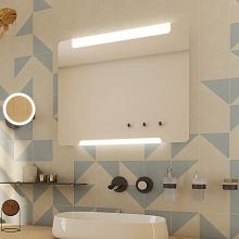 Aluminium LED mirror 800x700 with two touch sensor Illuminated bathroom LED mirror. Output 16,5 W. Possibility of setting color temperature 3000 - 6500 K. The possibility of setting the luminosity intensity. 1188 Lumens.
