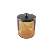 Brown Cosmetic pad container Container for cosmetic pads made of translucent brown glass with a glossy finish.