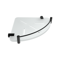 Černá rohová police s ohrádkou IXI