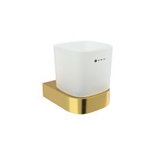 Brushed gold Toothbrush holder Toothbrush holder. Frosted glass container.