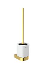 Brushed gold Toilet brush holder Toilet brush. Ceramic bowl. Stainless steel brush handle, brushed gold finish.
