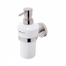 Brushed stainless steel Soap dispenser, brass pump Soap dispenser. Holder and pump made of brushed stainless steel. Ceramic container, 280 ml.