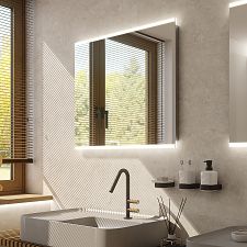Aluminium LED mirror 900x700 Illuminated bathroom LED mirror. Output 26 W, temperature 6500 K. 1872 Lumens.