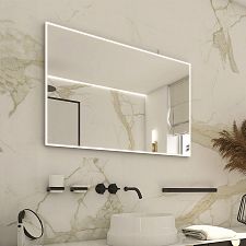 Aluminium LED mirror 1000x700 with two touch sensor Illuminated bathroom LED mirror. Possibility of setting color temperature from 3000 to 6500 K. The possibility of setting the luminosity intensity. Output 49 W. 3528 Lumens.