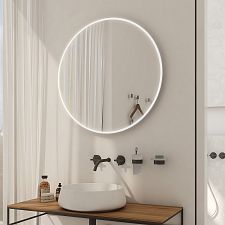 Aluminium ROUND LED mirror dia. 600 with two touch sensor Illuminated ROUND bathroom LED mirror. Output 26 W. Possibility of setting color temperature 3000 - 6500 K. The possibility of setting the luminosity intensity. 1872 Lumen.