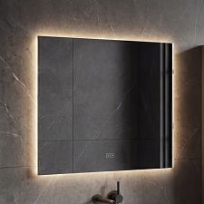 Aluminium LED mirror with backlight, 100 x 70, touch sensor Rectangular LED mirror with backlight 100x70. Color and brightness adjustment by sensor with memory. Switched on by sensor and wall switch.