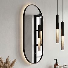 Nimco černé oválné LED zrcadlo s podsvícením stmívač 40x80 ZPC 62002LVX-90