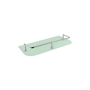 Chrome Glass for shelf Satin glass with rail, rounded corners. 30 cm long.
