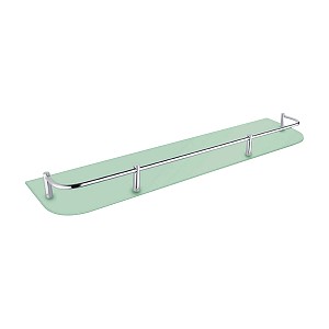 Chrome Glass for shelf Satin glass with rail, rounded corners. 50 cm long.