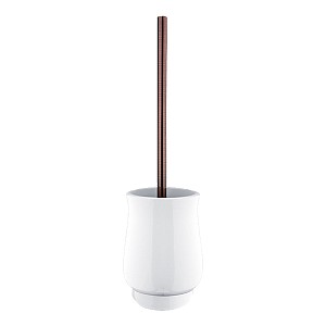 Antique copper Toilet brush Ceramic free standing toilet brush holder. Metal handle with antique copper surface finish.
