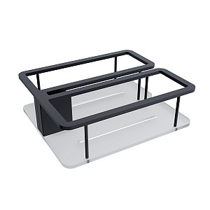 Black Walk-in shower wall shelf Double shower shelf for a walk-in shower glass wall. Glass wall max 10 mm thick.