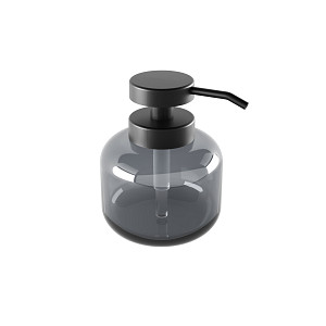 Black Liquid soap dispenser, plastic pump Liquid soap dispenser made of translucent black glass with a glossy finish. Plastic pump in matte black. Capacity 400 ml.