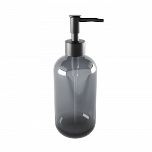 Black Liquid soap dispenser, plastic pump Liquid soap dispenser made of translucent black glass with a glossy finish. Plastic pump in matte black. Capacity 370 ml.