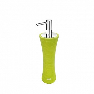 Yellow-Green Soap dispenser, plastic pump Soap dispenser made of polyresin with chrome plated plastic pump.