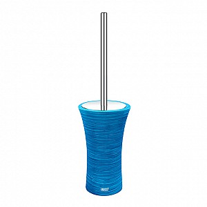 Blue Free standing toilet brush holder Free standing toilet brush holder with chrome plated handle and cover. Holder is made of polyresin.