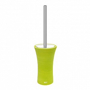 Yellow-Green Free standing toilet brush holder Free standing toilet brush holder with chrome plated handle and cover. Holder is made of polyresin.
