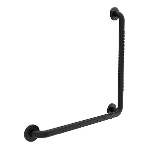 Black Angled grab bar 600 mm Folded. Diameter 32 mm. Surface color black matt - material Stainless steel (18/8).