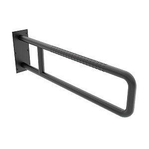 Black Fixed support grab bar 800 mm U shape. Diameter 32 mm. Surface color black matt - material Stainless steel (18/8).