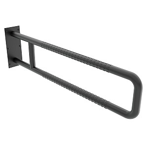 Black Fixed support grab bar 900 mm U shape. Diameter 32 mm. Surface color black matt - material Stainless steel (18/8).