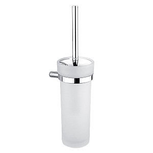 Chrome Toilet brush holder Toilet brush holder made of satin glass. Handle made of brass with chrome surface finish.