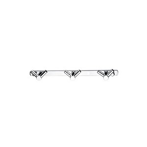 Chrome Rail with 3 double hooks Rail with three double hooks, chrome plated screw covers.