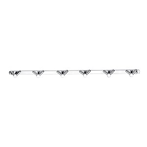 Chrome Rail with 6 double hooks Rail with six double hooks, chrome plated screw covers.