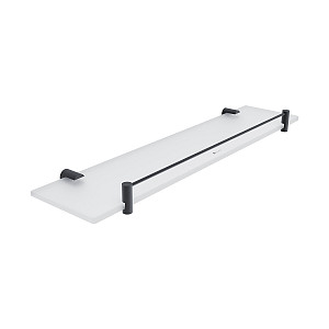 Black Black shelf with rail, 50 cm Shelf with rail. Extra clear glass, satin . Size 50x11 cm. 8 mm thick glass!