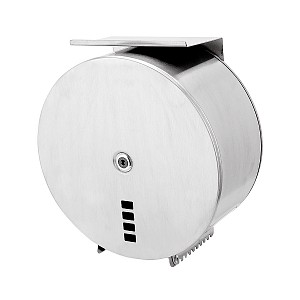 Brushed stainless steel Toilet paper dispenser with a shelf Toilet paper dispenser with a shelf for phone made of brushed stainless steel 1.4301.