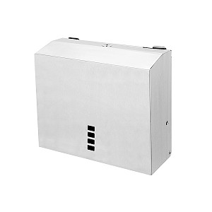 Brushed stainless steel Paper towel dispenser - small Small dispenser for folded paper towels made of brushed stainless steel 1.4301.