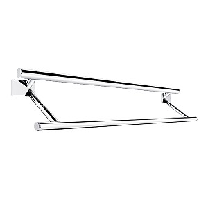 Chrome Double towel holder, 61 cm Double towel holder. 605 mm long. Internal width for towels 500 mm. Made of brass, chrome surface finish.