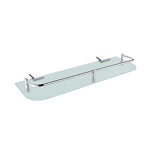 Chrome Shelf with rail, 40 cm Shelf with rail, satin glass 40 cm.