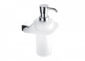 Chrome Soap dispenser, plastic pump Liquid soap dispenser, 250 ml. Holder made of plexiglass, satin surface finish.