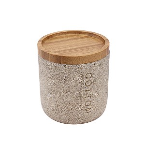 Dóza na kosmetické tampony písková a bambusové dřevo