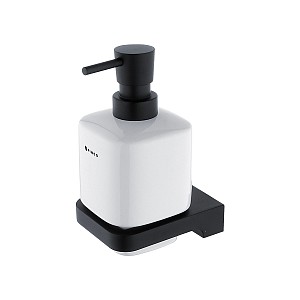 Black Soap dispenser, brass pump Soap dispenser. Volume 320 ml. Ceramic container. Brass / black matte pump.