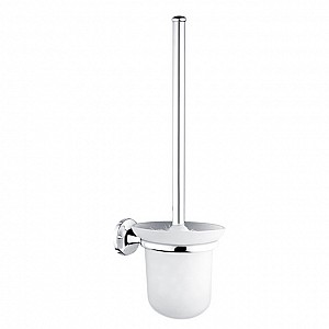 Chrome Toilet brush holder Toilet brush holder with satin glass container. Handle with chrome surface finish.