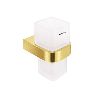 Brushed gold Toothbrush holder Toothbrush holder. Frosted glass container.