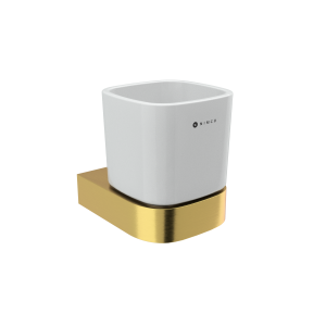 Brushed gold Toothbrush holder Toothbrush holder. Ceramic cup.