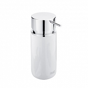 Chrome Soap dispenser, plastic pump Ceramic soap dispenser. Volume 280 ml. Glazed surface finish.