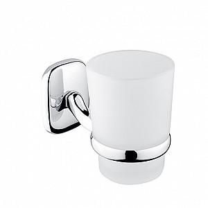 Chrome Toothbrush holder Toothbrush cup holder. Satin glass container.