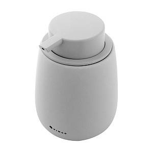 Grey Soap dispenser, plastic pump Ceramic liquid soap dispenser light gray matte. Volume 425 ml. Soft-touch Surface.