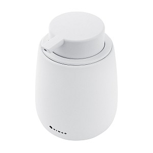 White Soap dispenser, plastic pump Ceramic dispenser for liquid soap white matte. Volume 425 ml. Soft-touch Surface.