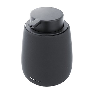 Black Soap dispenser, plastic pump Ceramic dispenser for liquid soap black matte. Volume 425 ml. Soft-touch Surface.
